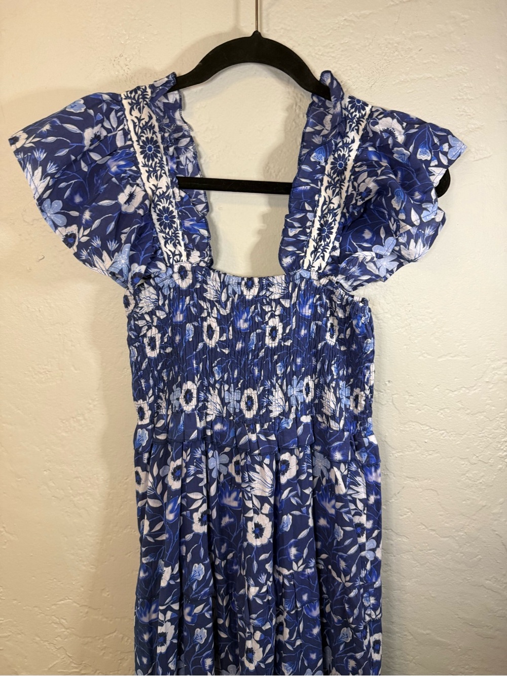 Sohana Blue Floral Smocked Maxi Dress - Picture 3 of 9